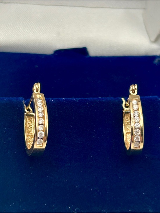 Jewelry - 14k Solid Gold Huggie Hoop Earrings .25 TCW Diamonds